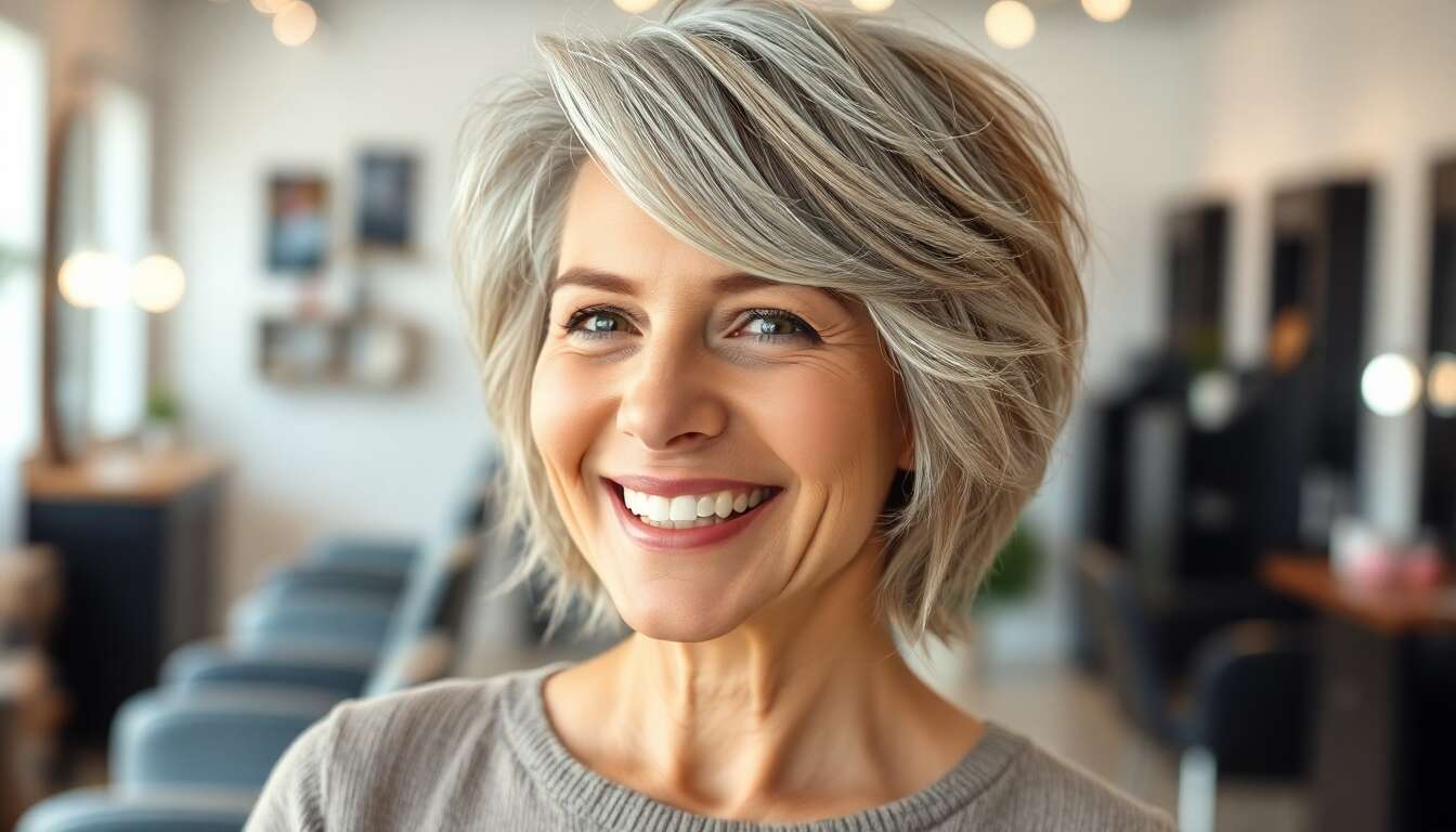 Les meilleures coupes de cheveux qui rajeunissent après 50 ans avec des cheveux gris