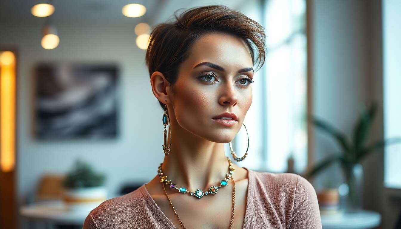 Accessoiriser une coupe courte avec des bijoux de tête audacieux