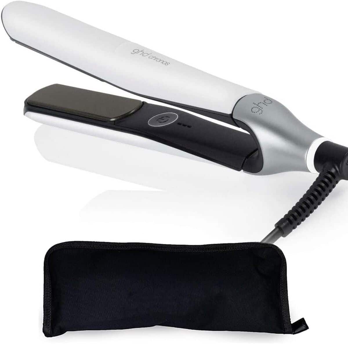 Test du fer à lisser Ghd Chronos blanc avec trousse de voyage