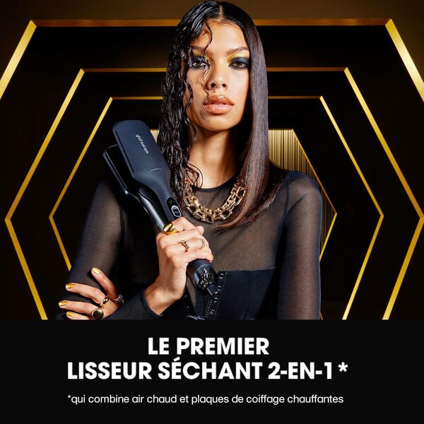ghd - Lisseur séchant ghd Duet Style - Lisseur Séchant 2-en-1 (Noir) - Sèche et lisse sans chaleur extrême - Des cheveux doux et lisses pendant 72H - Idéal tous types de cheveux, sur cheveux mouillés