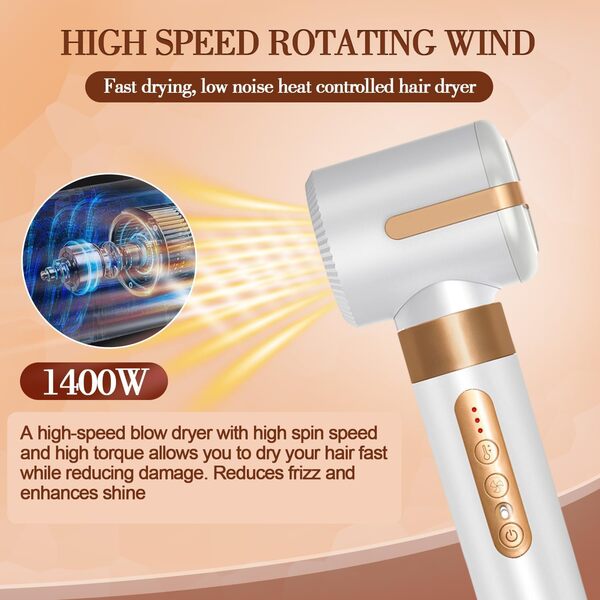 Styler à Air 7 en 1 avec Sèche-Cheveux, Sèche-Cheveux, Brosse à Air Chaud, Fer à Friser, Brosse à Air Chaud de Massage, Diffuseur, Buse Magnétique, Sèche-Cheveux de Voyage pour la Maison (Blanc S)