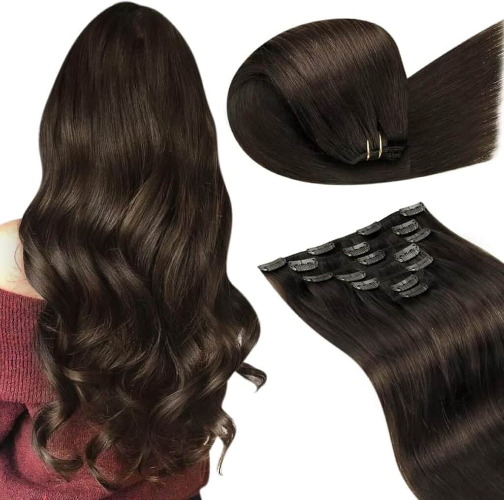 Avis sur les extensions cheveux LaaVoo 55 cm clips brun foncé