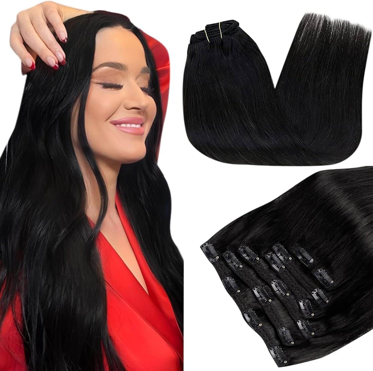 Test : extensions cheveux Runature noir clips 7pcs 55cm