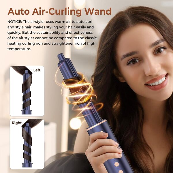 Airbrush 7 en 1 Seche Cheveux, 110000 TR/MIM Air Brush 7 en 1 Set avec Sèche Cheveux, Fer à Boucler, Brosse Chauffante, Brosse Lissante Pour Cheveux, Concentrateur, pour Sécher, Boucler, Lisser