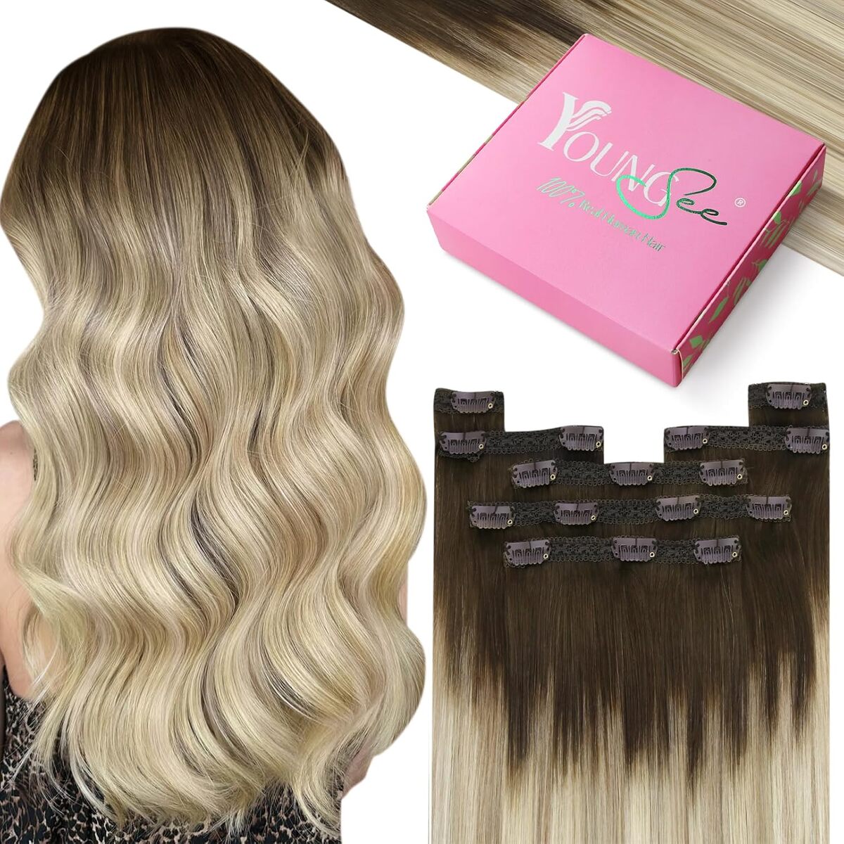 Avis sur l'extension YoungSee 135g ombre lisse 40 cm brun et blond