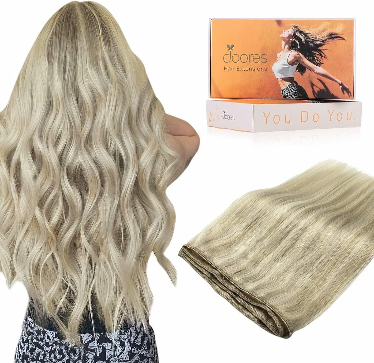 Test des extensions de cheveux Doores 60 cm blond cendré – un look naturel