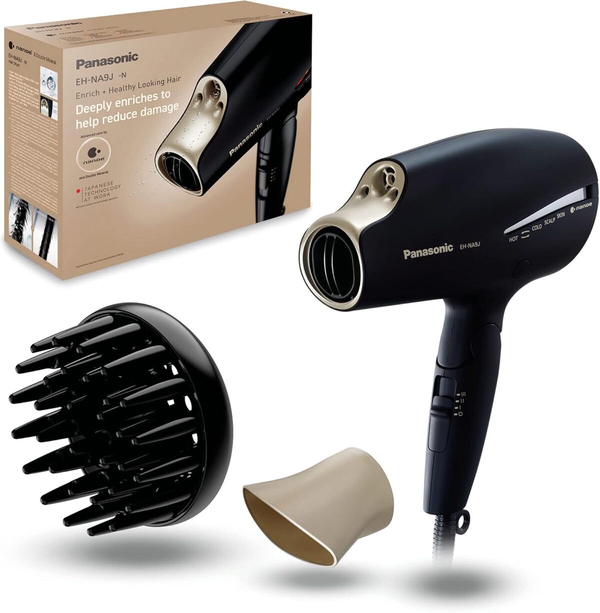 Test du Panasonic NA9J-N825 : sèche-cheveux pliable 1800W technologie Nanoe et Double Mineral