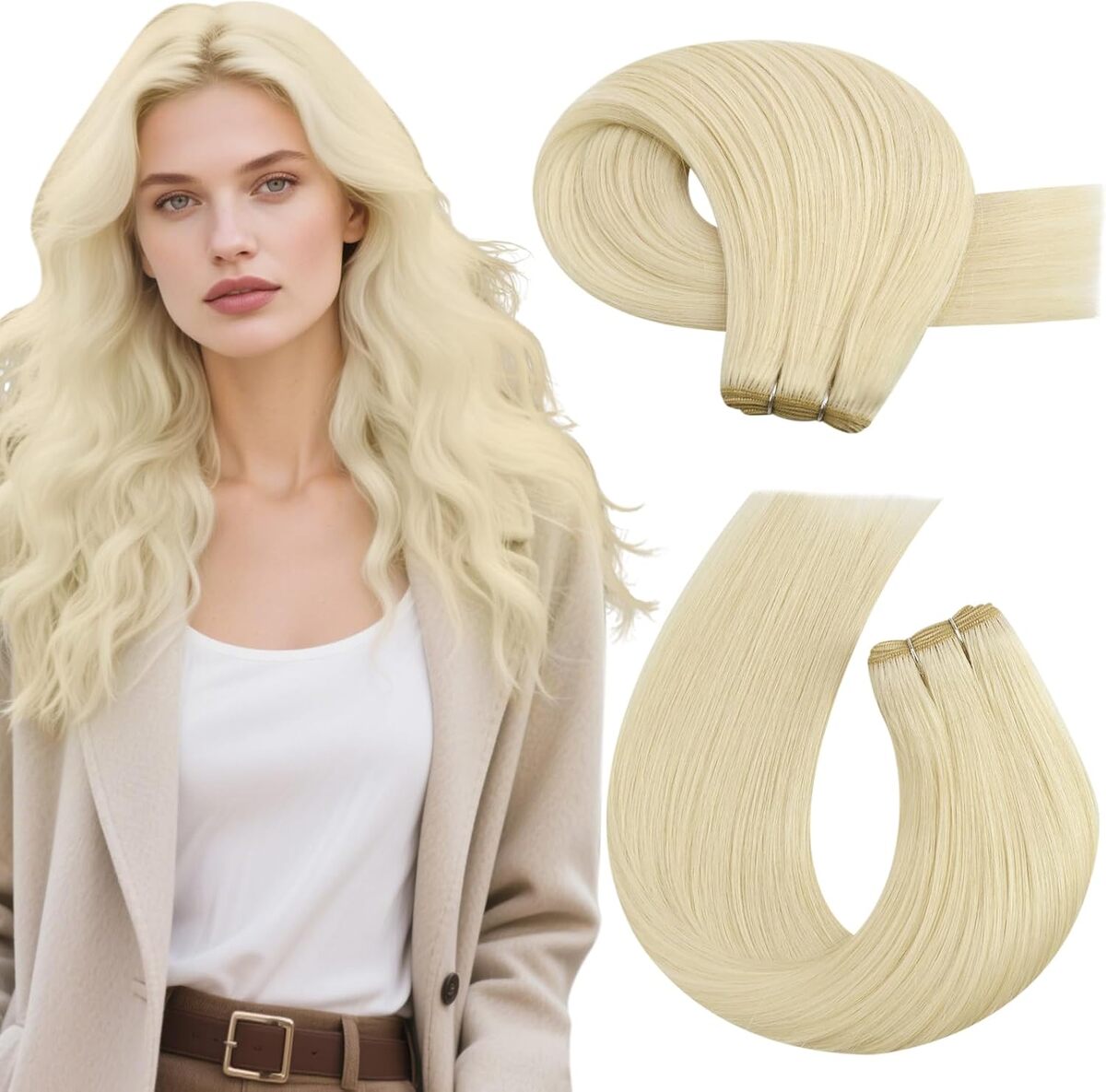 Test : moresoo tissage cheveux humain platine 45 cm