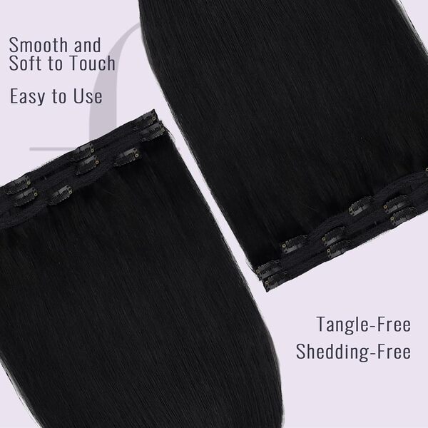 Fshine Extension Clip Cheveux Naturel Noir 3 Pièces 50G Extensions Cheveux Clip Humains 12pouces 30cm Extension Cheveux Naturel Lisse Remy Rajout Cheveux Clip Naturel Couleur 1