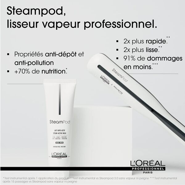 Steampod 3.0 | Pack Complet | Lisseur Vapeur Professionnel 2-en-1 + Sérum + Soin Vapo-activé | Fer à lisser à la technologie vapeur | Adapté à tous types de cheveux | L'Oréal Professionnel