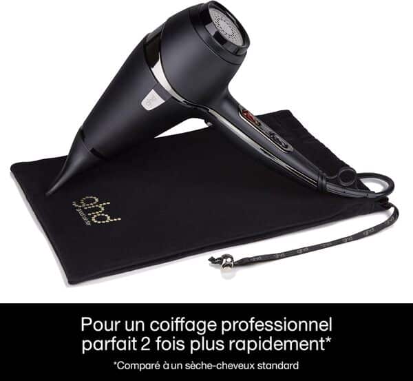 ghd - Sèche-cheveux ghd Air - Sèche-cheveux professionnel (Noir) - Séchage et coiffage rapide - Réduit les frisottis - Températures et puissances réglables - Idéal pour tous types de cheveux