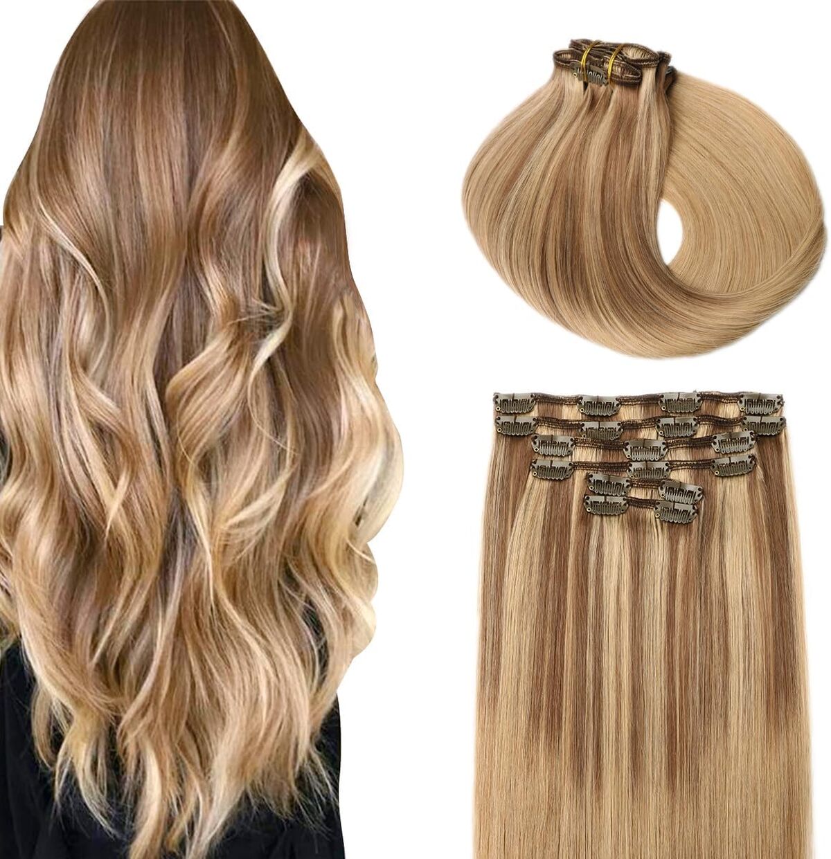 Test : extensions à clips Surnel balayage blond clair 22 pouces