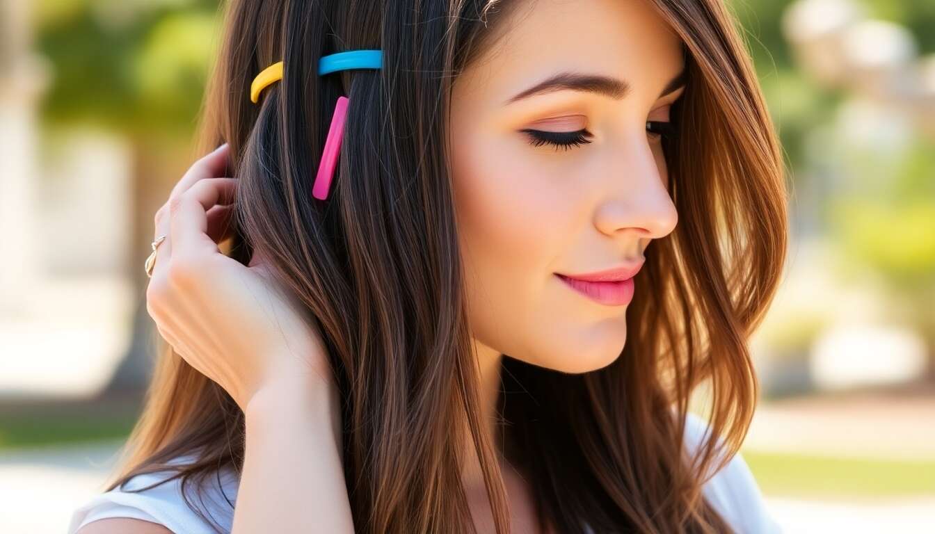 Accessoirisez votre coiffure avec des pinces color&eacute;es pour une touche originale
