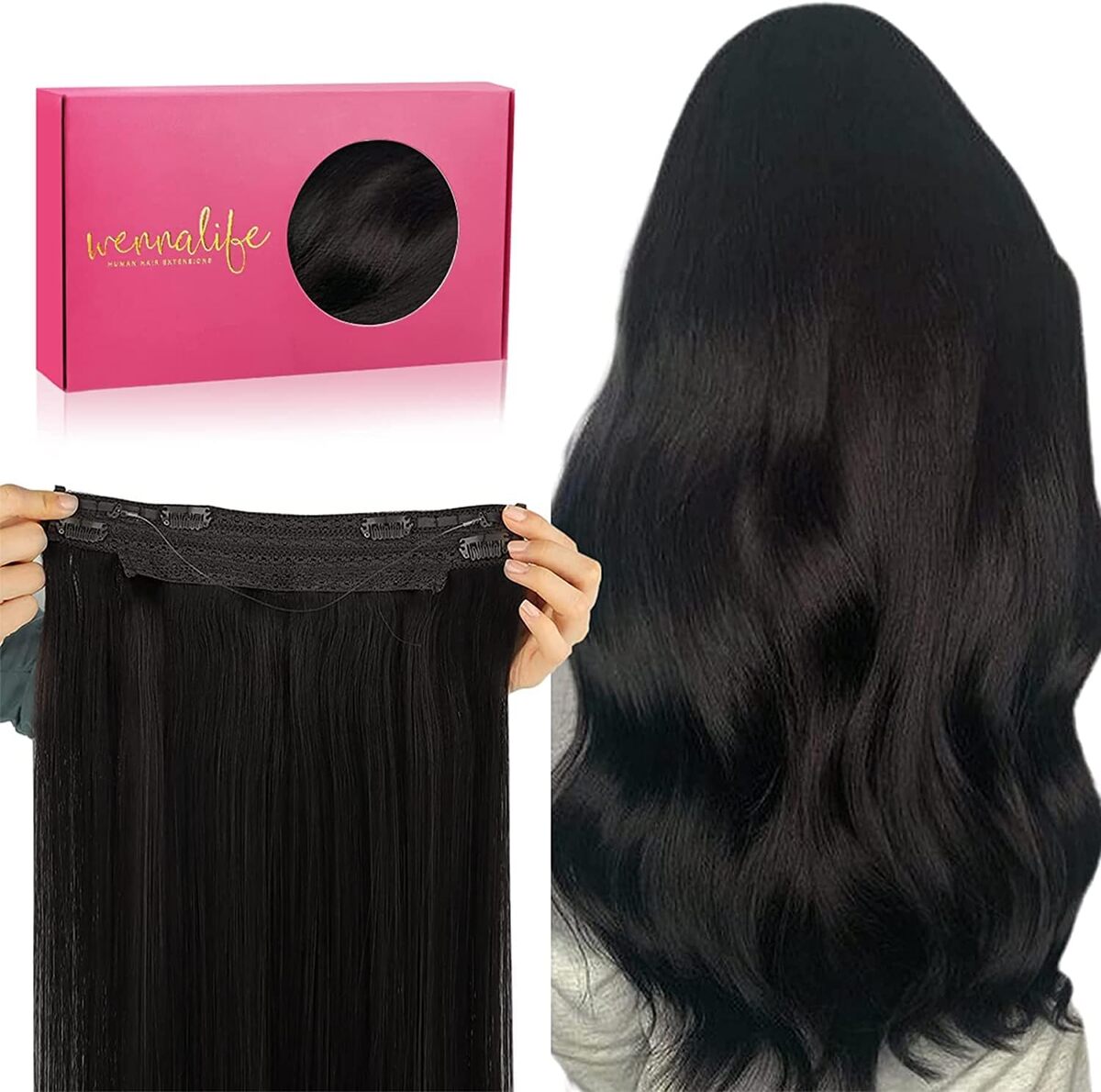 Avis : extensions cheveux naturel WENNALIFE, 50 cm noir