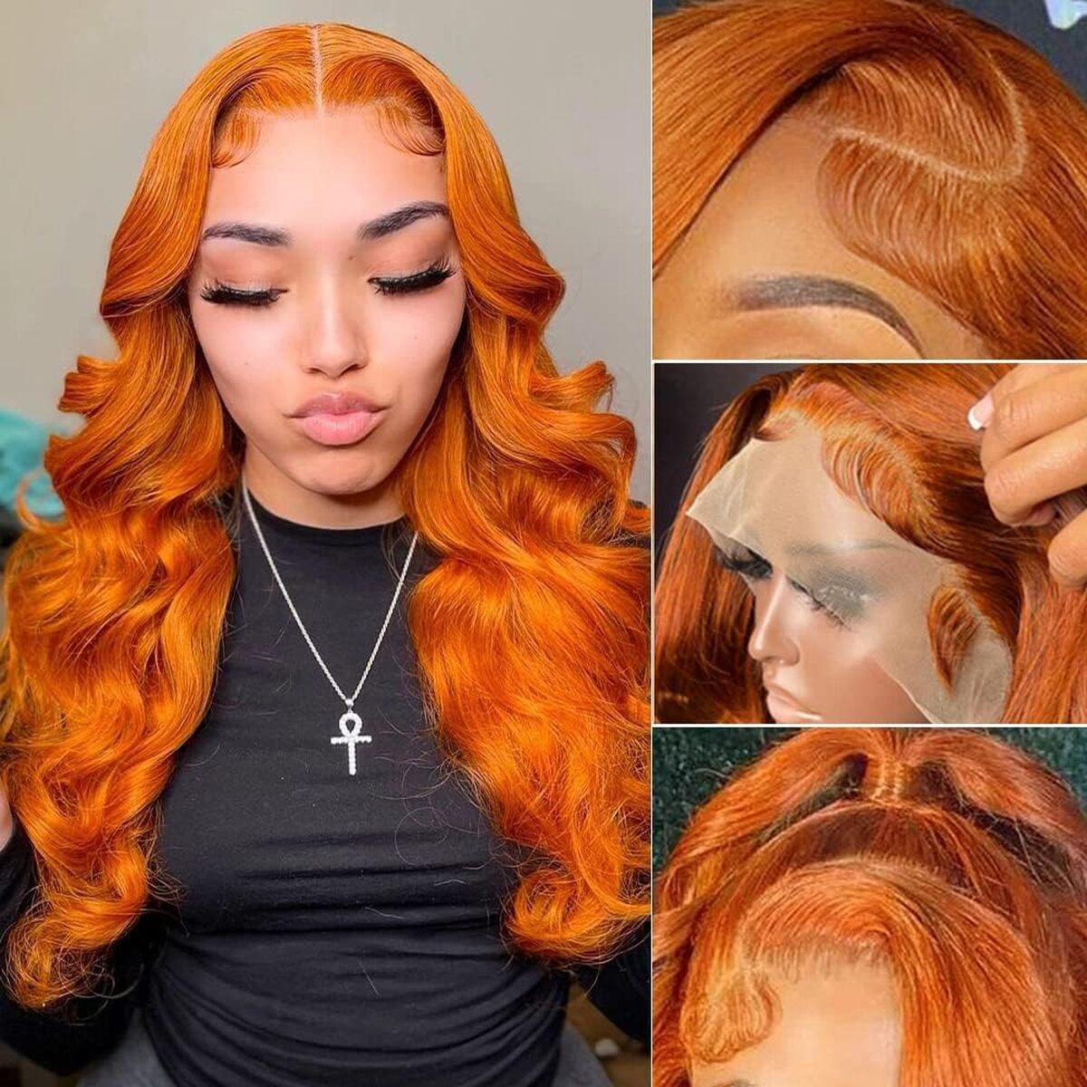 Test de la perruque Orange Ginger Body Wave 26 pouces HD pour femmes