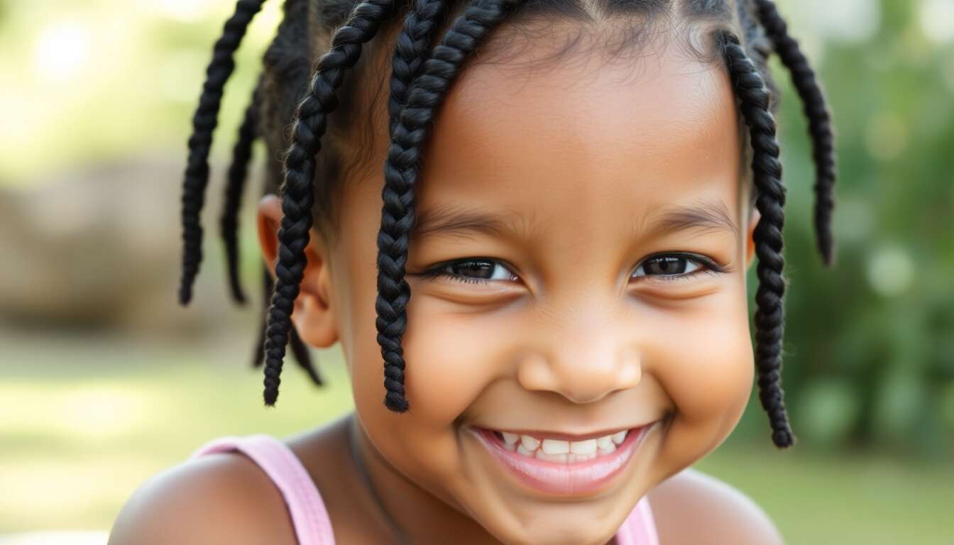 Tresses collées : coiffure enfant simple pour cheveux courts naturels