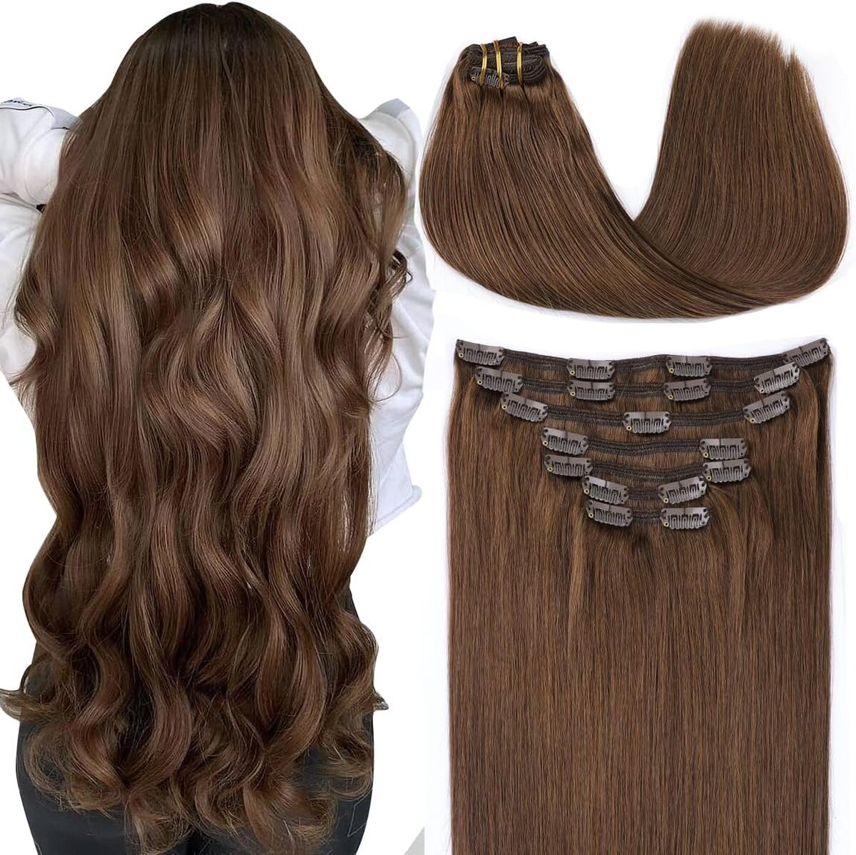 Test de l'extension clip cheveux Surnel brun moyen 20 pouces