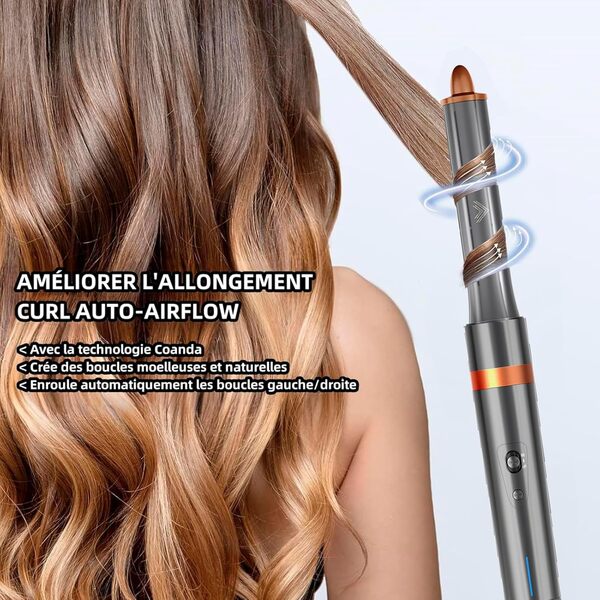 Cweixi Air Styler Brosse Soufflante: 6 en 1 Sèche-cheveux Lonique Haute Vitesse, 120K RPM Auto Boucleur a Air, Magic Twist Cheveux, pour Coiffage, Séchage, Lissage, Volume