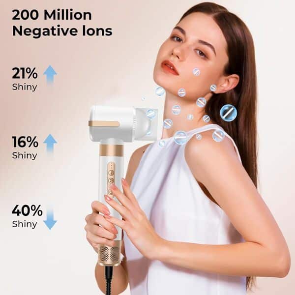 Sèche Cheveux 7 en 1, Air Styler Pro, Seche Cheveux Diffuseur Boucle, Fer à Boucler à Air de 30 mm,Pour Lisser, Boucler les Cheveux,3 Températures,1400 W Hair Styler Professionnel