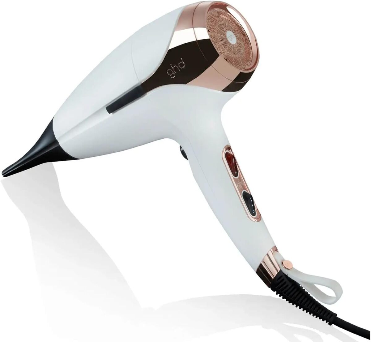 Test du ghd sèche-cheveux Helios blanc