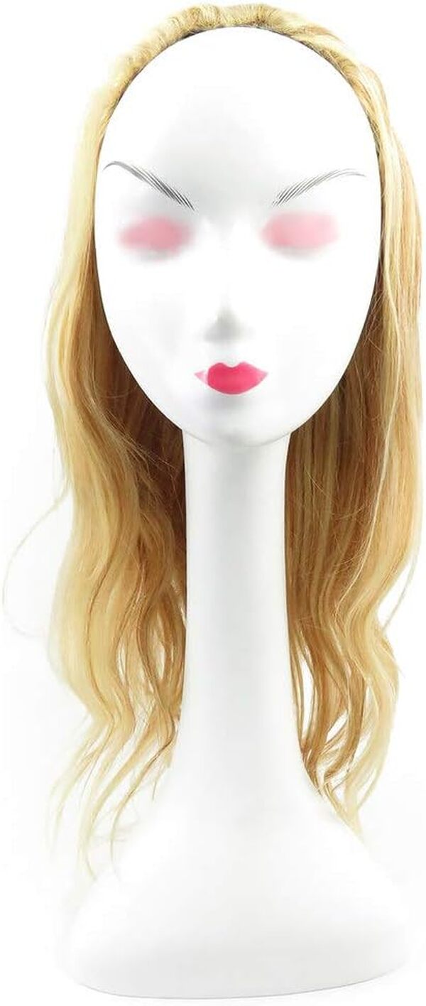 RemeeHi Demi perruque 3/4 66 cm Extension de cheveux humains Blond naturel ondulé 18/613 Doré et blond