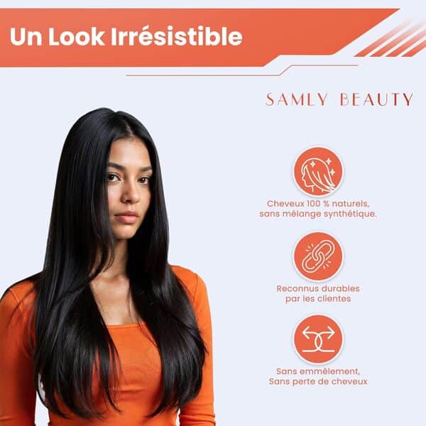 Extension Cheveux Naturel | Extension A Clip Cheveux Naturel (35cm/55cm/60cm) | SAMLY BEAUTY (55cm)