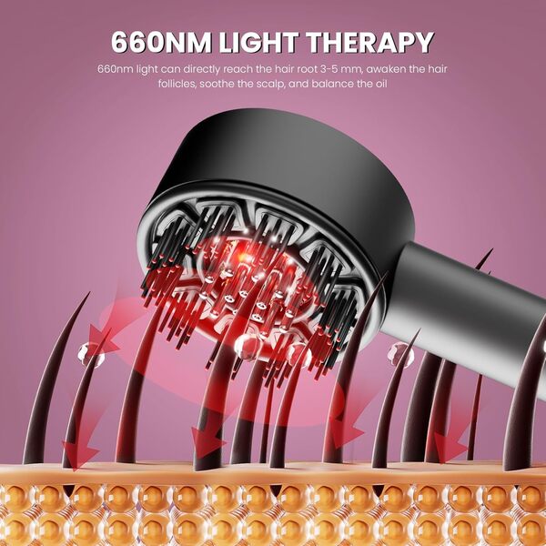 Applicateur d'huile capillaire 3 en 1, masseur de cuir chevelu pour la croissance des cheveux, outil de massage de tête pour soulager le stress du cuir chevelu, brosse à cheveux électrique sans