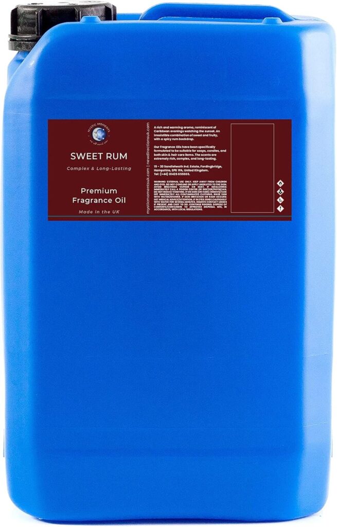 Avis sur l'huile parfumée au rhum doux Mystic Moments : multi-usages en 5 kg