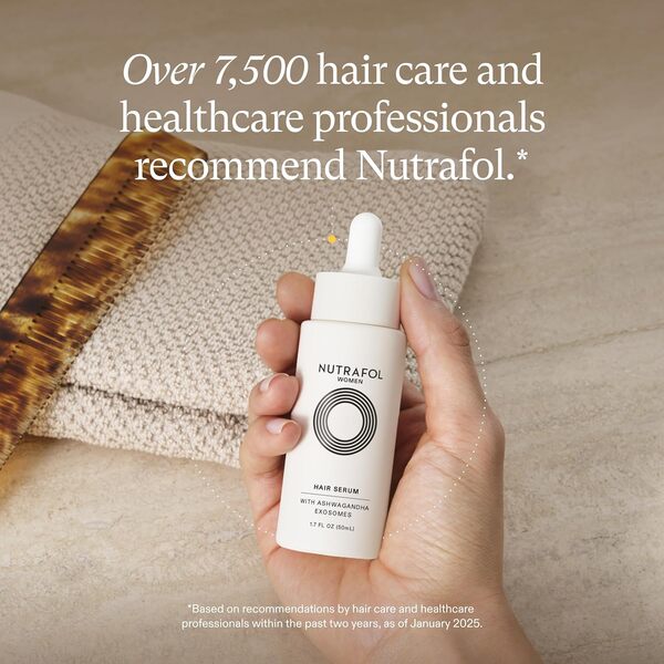 Nutrafol Sérum capillaire pour femme, prend en charge les cheveux visiblement plus épais et plus forts, végétalien, léger et à absorption rapide – 5 ml, 1 flacon