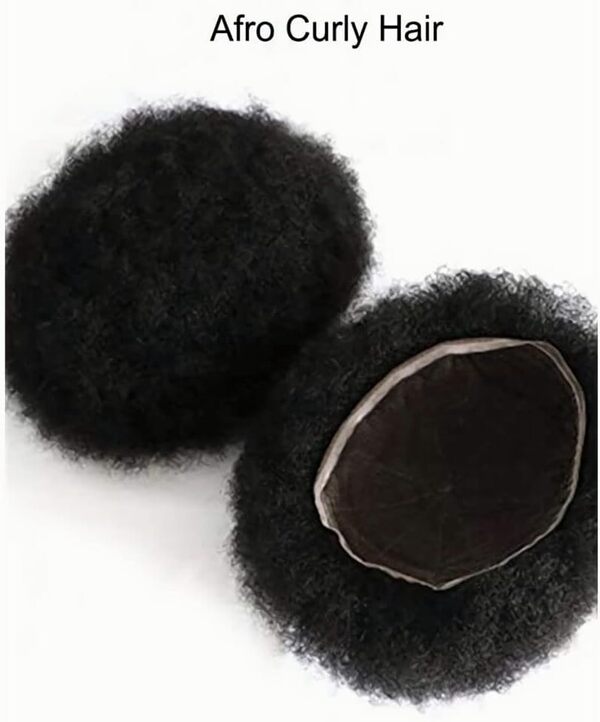 Afro Toupet Cheveux Humains pour Hommes Yanahair Respirant Suisse Dentelle Avec PU Postiche Base Perruques,8x10 pouces de Densité Moyenne Légère Postiche pour Hommes(#1 Noir de jais,4mm bouclette)