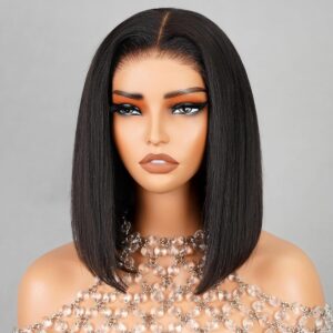 Perruque Brésilienne Courte Noire Lace Front - Cheveux Humains - Sans étiquettes - Neuf