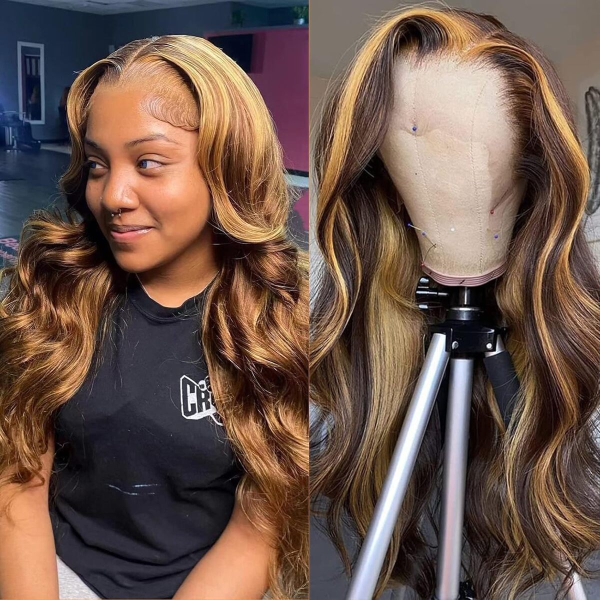 Avis : perruque ombrée dentelle frontale 4/27 cheveux humains