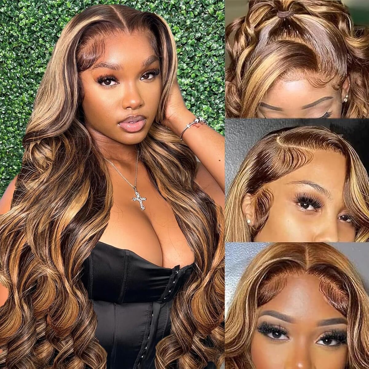 Test : perruque ombré blond 81 cm, ondulation naturelle 180 % densité
