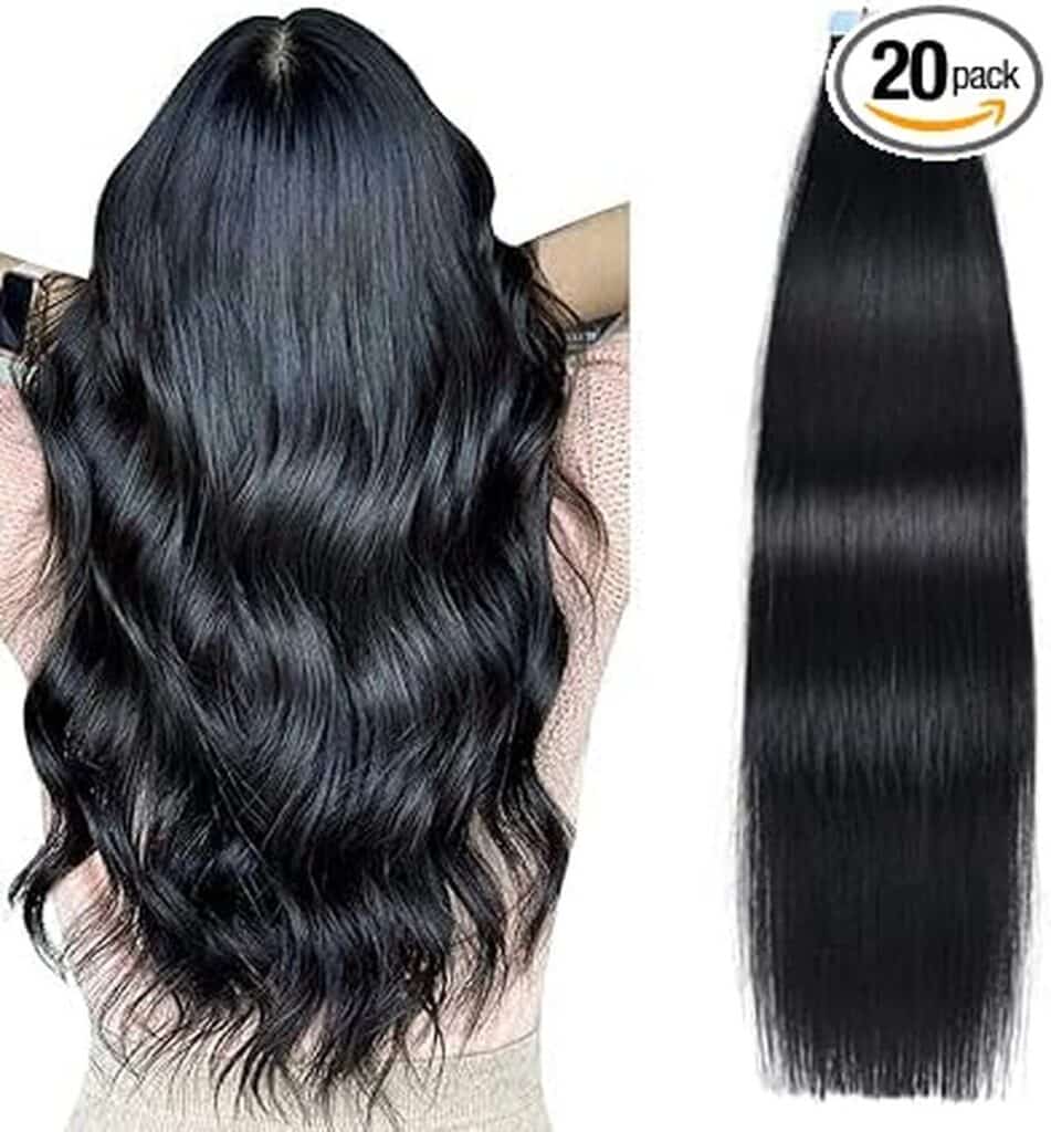 Avis sur les extensions adhésives Suyya : cheveux naturels 20 pouces noirs de jais