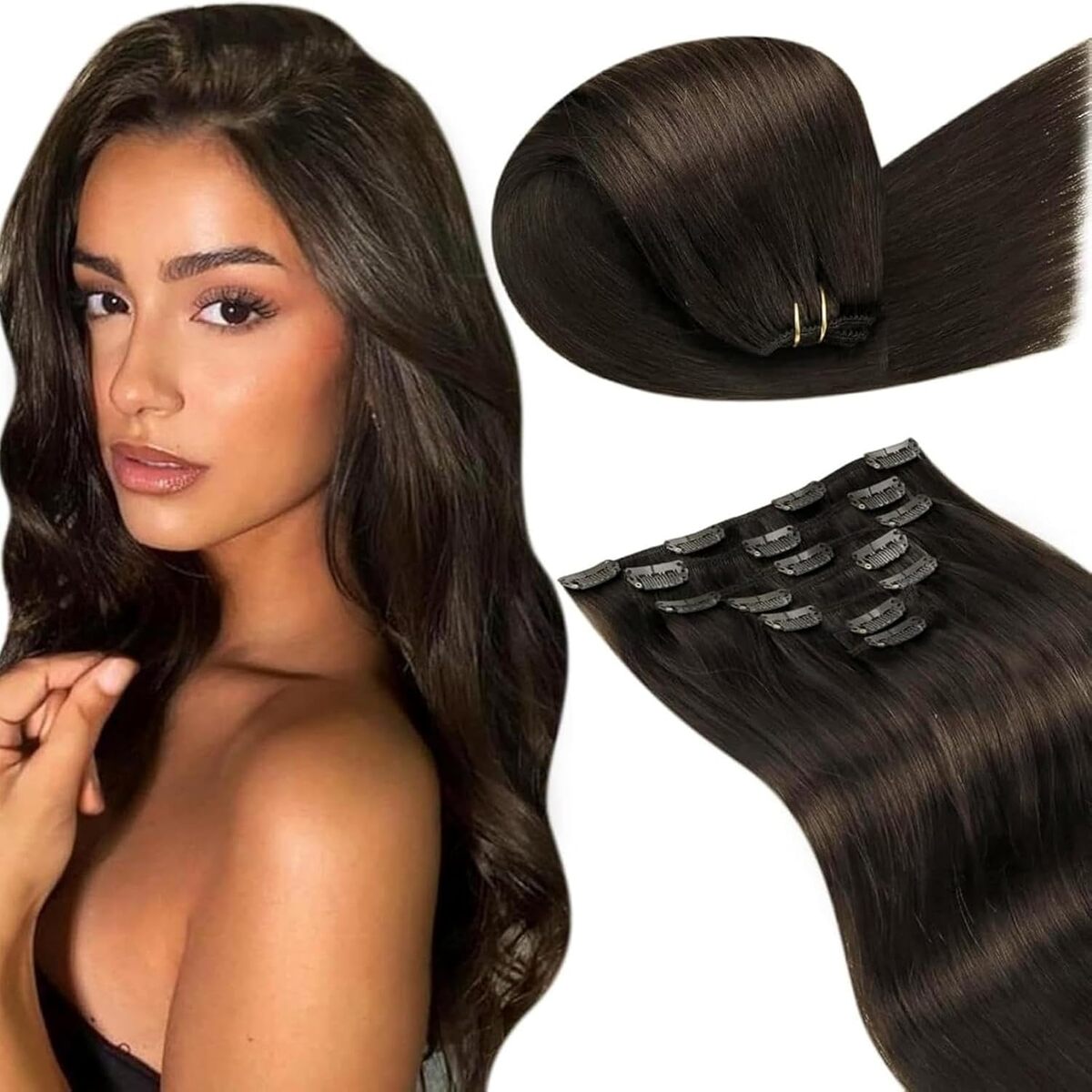 Test : extensions cheveux LaaVoo 60cm naturel clip brun foncé
