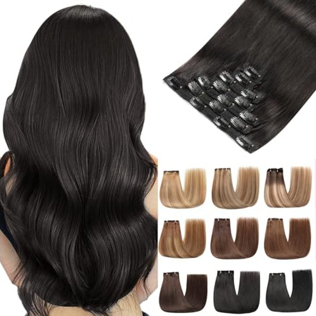 Avis : extensions de cheveux naturel EINbeauty 7pcs 60cm 120g noir