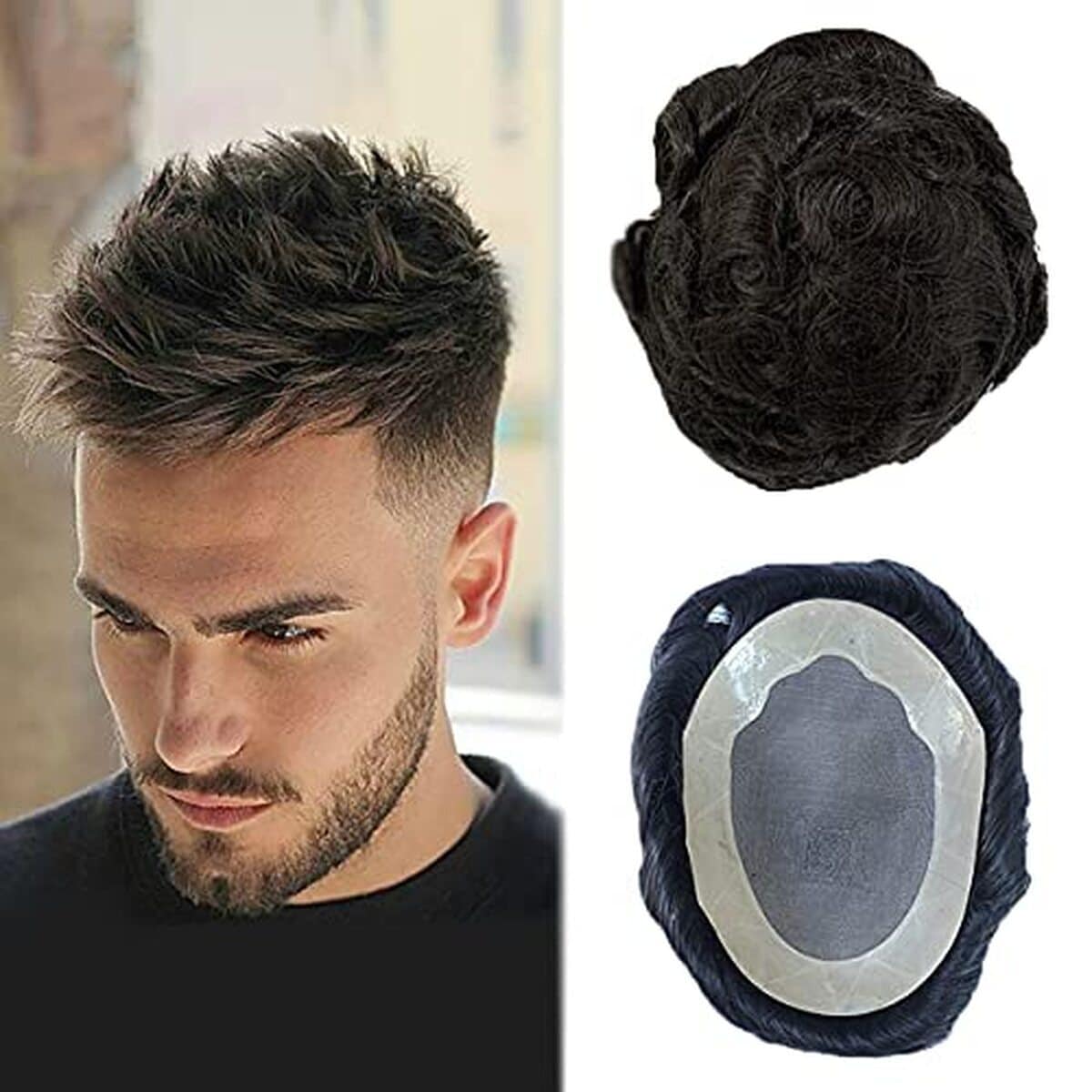 Test de la perruque Remy pour hommes : cheveux humains mono NPU