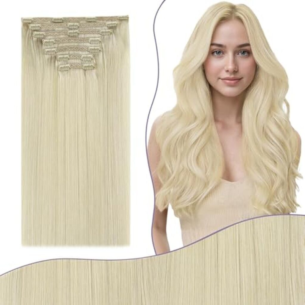 Test : extensions clip Fshine cheveux 150g 50cm blond platine