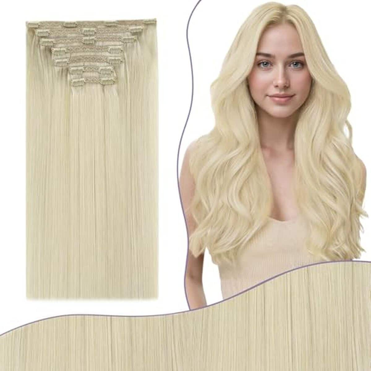 Test : extensions clip Fshine cheveux 150g 50cm blond platine